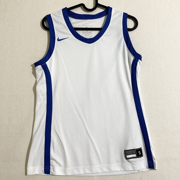 Nike Team Engineered Dri-FIT Basketball Jersey Women's Small White Blue - Picture 1 of 10